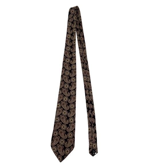 Peter Thomas by Superba Black Brown Paisley Neck Tie 3.5" Width - Picture 1 of 3